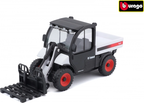 Bburago Bobcat Toolcat 5600 kahvliotsikuga – valge/must metallmudel