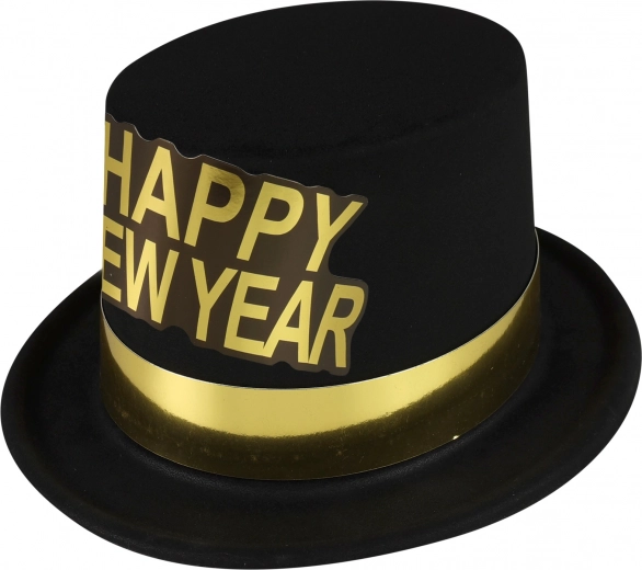 Must uusaasta müts kuldse äärega Happy New Year