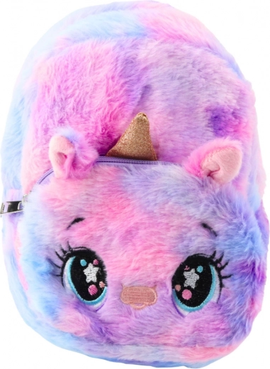 Children's Plush Backpack Unicorn Blue-Pink Pastel 20cm 3L