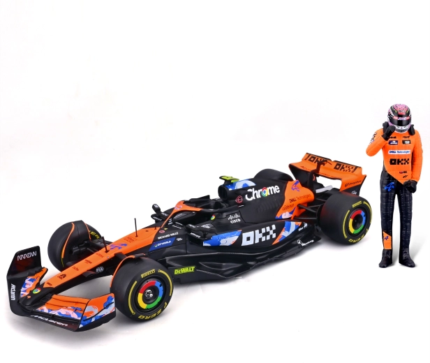 McLaren MCL38 F1 metallmudel 1:24 koos sõitja figuuriga