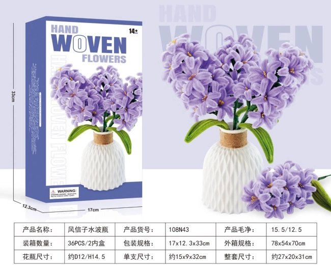 Creative kit for making a soft hyacinth bouquet with a vase