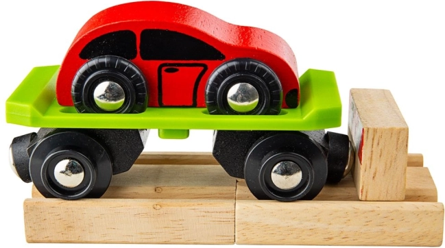 Bigjigs Rail vagun autoga ja rööbastega