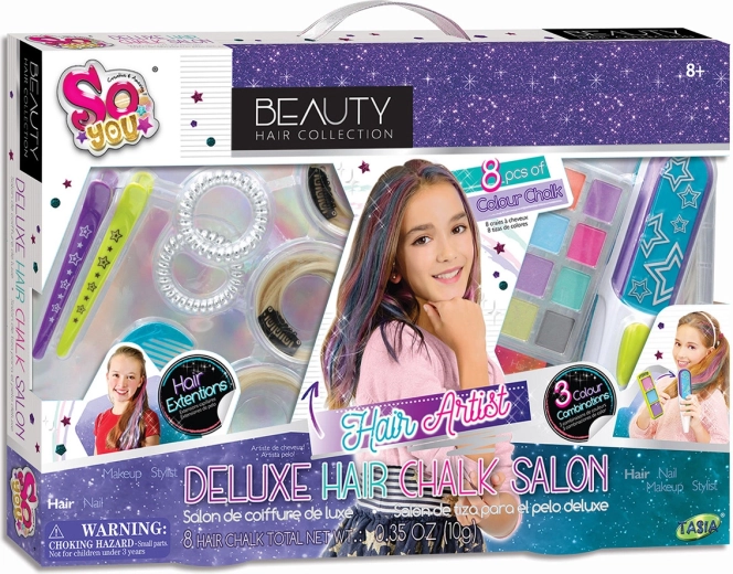 Tasia Deluxe Hair Salon for Kids – Set of 8 Colorful Hairdressing Tools