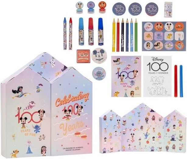 Disney 100 advendikalender kirjutus- ja joonistustarvetega