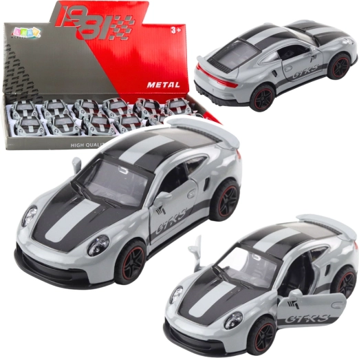 Metallist sportauto GTRS 1:43 tagasitõmmatava (pull back) ajamiga ja avatavate ustega – hall