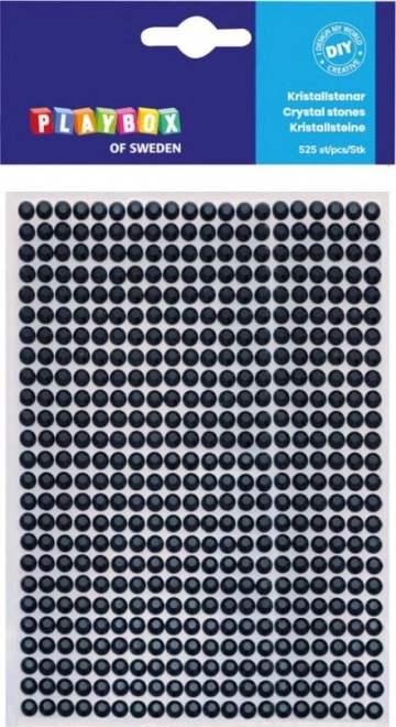 Self-adhesive black rhinestones PLAYBOX 5 mm, 525 pcs