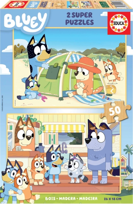 EDUCA Wooden Puzzle Bluey 2x50 Pieces
