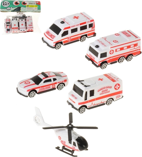 Adar rescue vehicles first aid set 5 pcs (4 cars + helicopter)