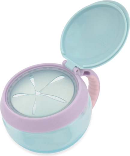 Spill-resistant opening for mess-free snacking