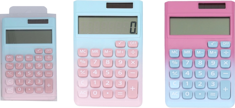 Vector pocket color calculator with dual power supply