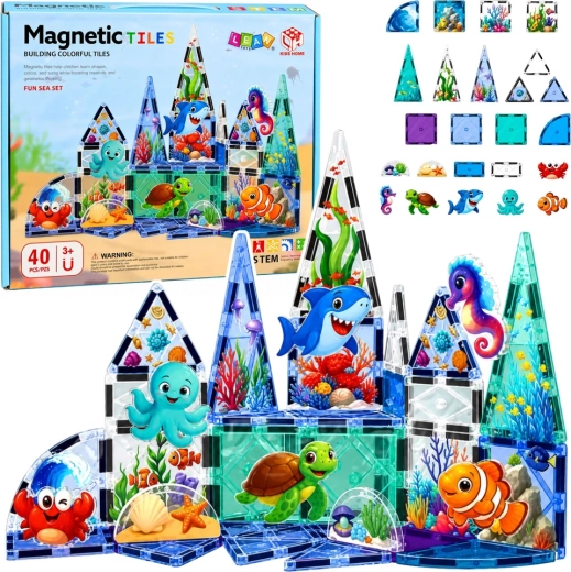 Magnetilised ehitusklotsid mereloomad Ocean 40 tk