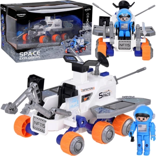 Toy space rover with 6 wheels and astronaut figure