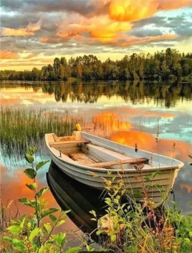 Teemantmaal "Paat järvel" 30 × 40 cm