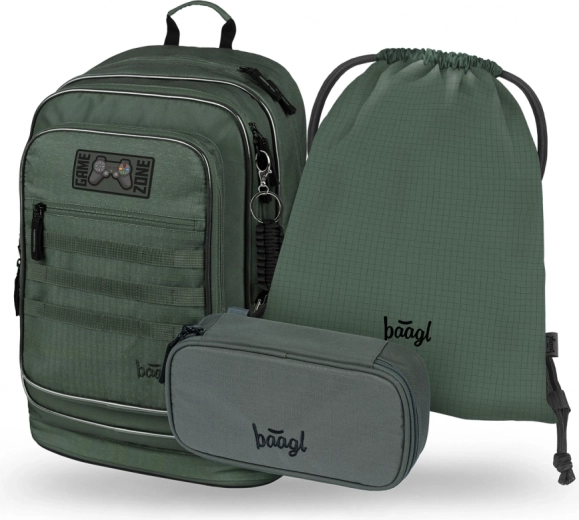 Baagl Set 3 Cubic Grove: backpack, pencil case, bag