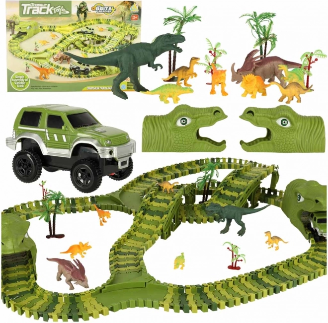 Racing track with dinosaurs and cars 240 pieces