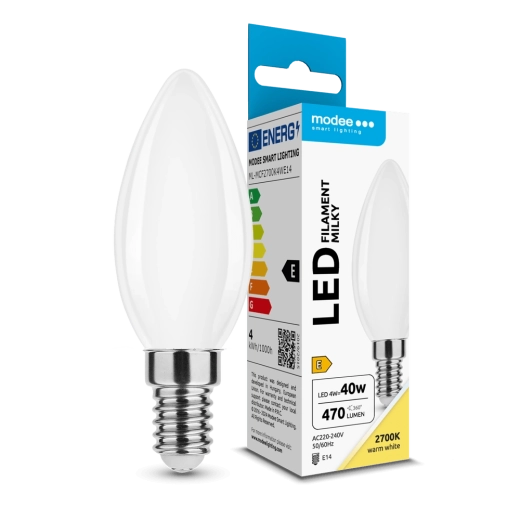 LED-lamp Modee Filament Milky Candle C35 4 W E14, 430 lm, soe valge