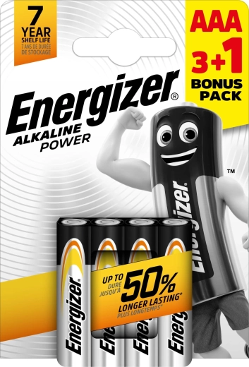 Alkaline batteries AAA Energizer Alkaline Power 3+1 free