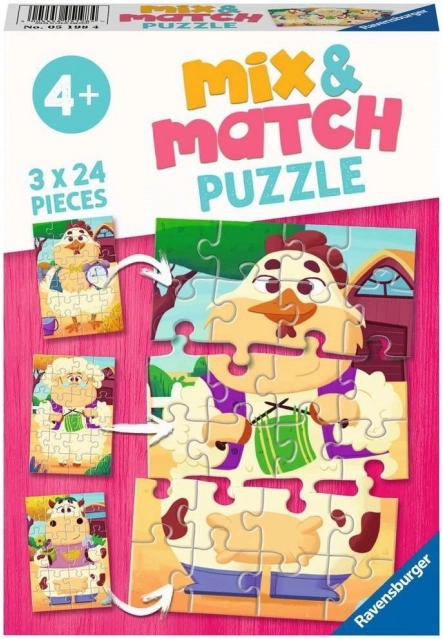 Ravensburger pusle Mix & Match: minu sõbrad talust 3×24 tükki