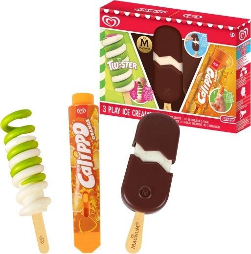 Casdoni 3 mängujäätise komplekt Twister, Magnum ja Calippo