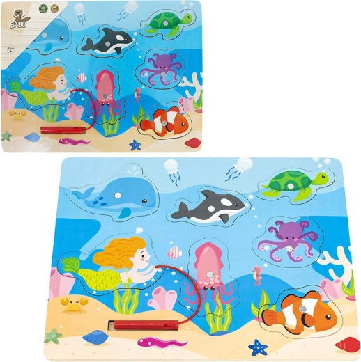 Babu wooden puzzle with magnetic rod - ocean world