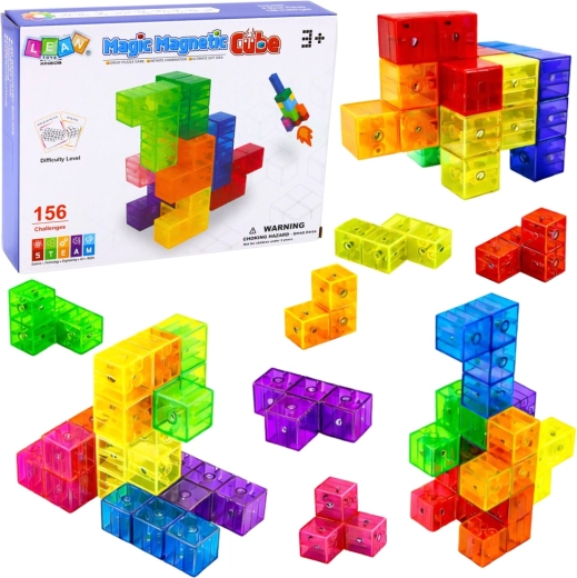 Magnetiline ehituskomplekt Magic Magnetic Cubes 156 väljakutsega, 9 detaili
