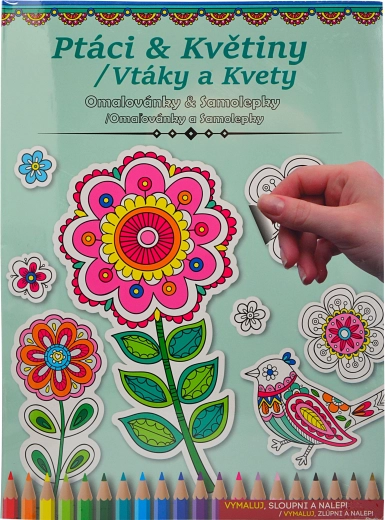 Coloring Book and Stickers – Birds and Flowers