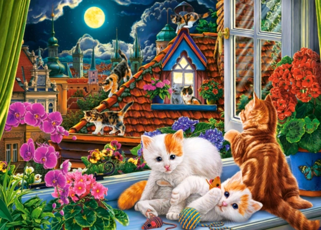Puzzle 180 Pieces Kittens on the Roof