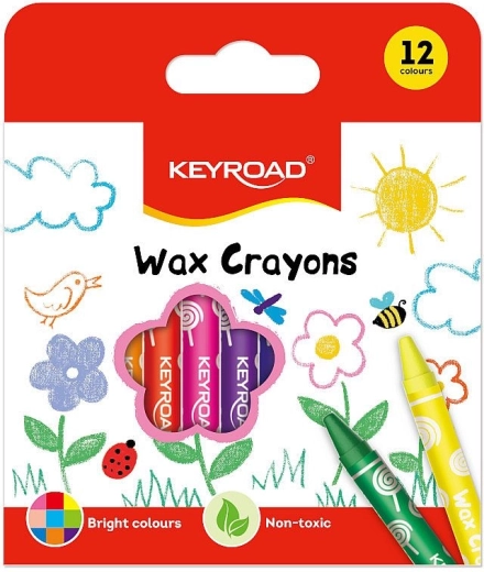 Keyroad Wax Crayons 12 colors, 8 mm