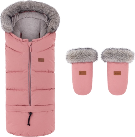 Petite&Mars winter set: Arctic 4in1 footmuff + Fjora stroller gloves old rose