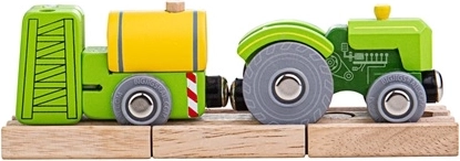 Bigjigs Rail traktor haagisega – roheline