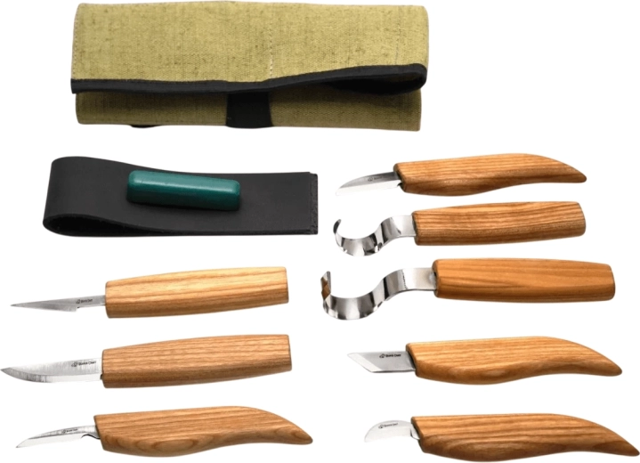 BeaverCrafti 8 puunikerdusnoa komplekt rullitavas kotis koos tarvikutega