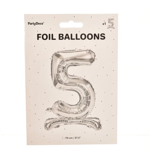 Seisev fooliumõhupall number 5 hõbedane 70 cm