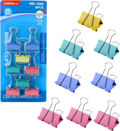 Värviliste kontoriklippide komplekt 25 mm, 8 tk