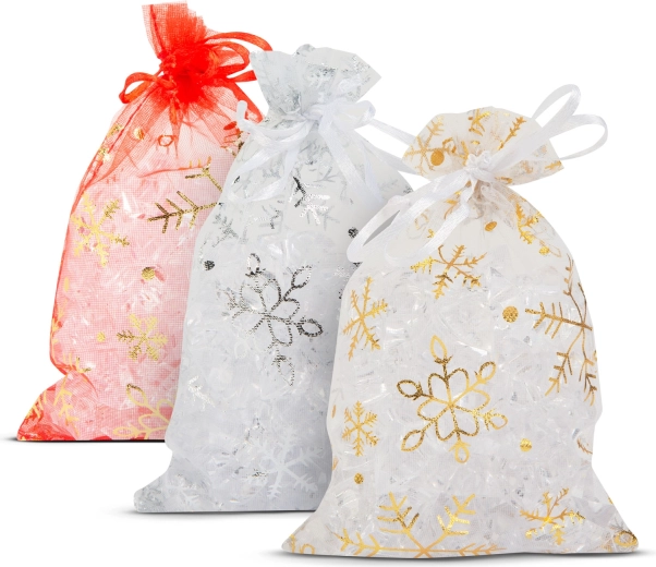 Organžast kinkekott lumehelvestega 10 × 15 cm - 1 tk