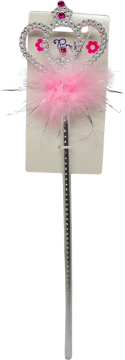 Plastic magic wand with pink feathers for little princesses