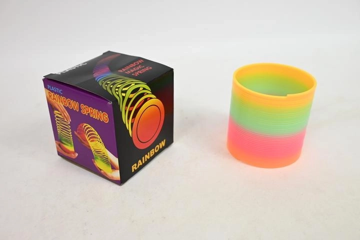 Rainbow slinky spring in a box