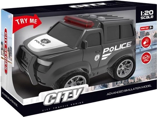 Friction-Powered Police Car with Effects, Black 22.5 cm