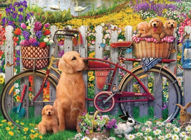 Puzzle Cute Dogs in the Garden 500 Pieces