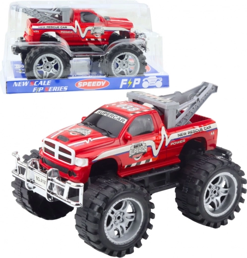 Pääste maastikuauto puksiirikonksuga, tagavedu, punane 27 cm