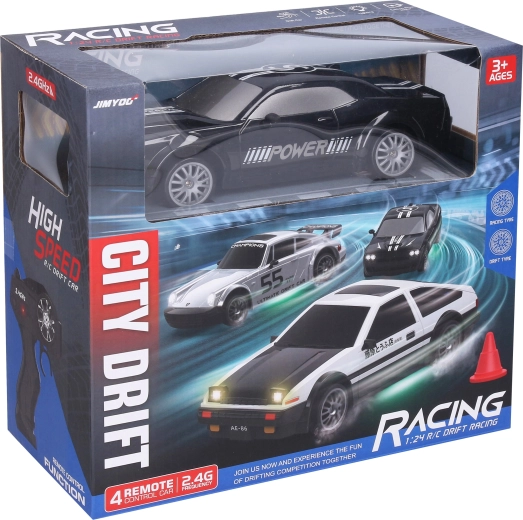 Driftiv kaugjuhtimisega RC auto, must, 21,5 cm