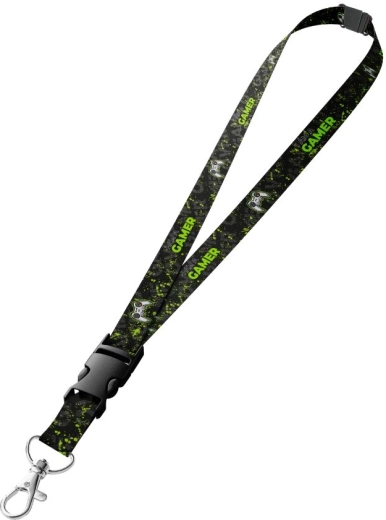 Neck lanyard with carabiner for young gamers