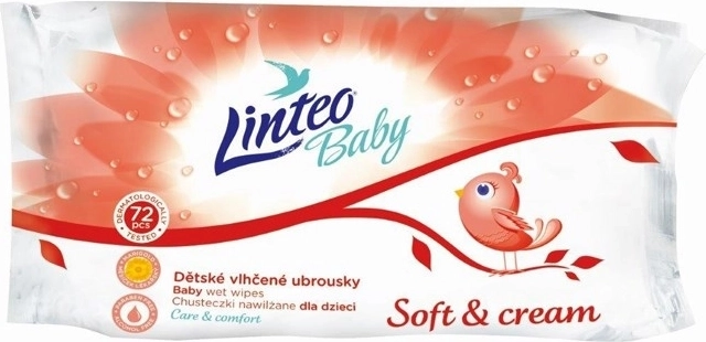 Laste niisked puhastuslapid Linteo Baby Soft and cream 72 tk