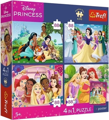 Trefl Disney Princess 4v1 pusle Romantilised printsessid 4×88 tükki