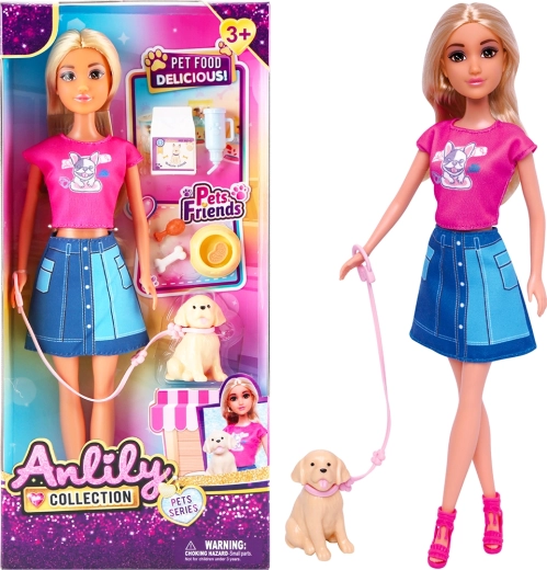Doll with Puppy on a Leash