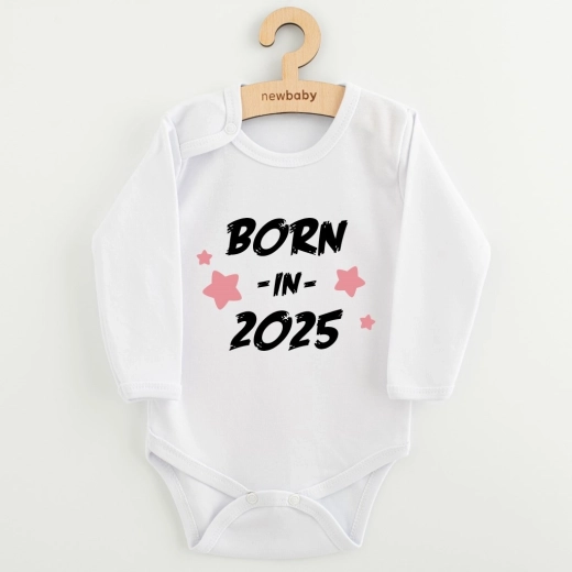 Baby bodysuit with print New Baby Born in 2025, pink, size 56 (0–3 months)