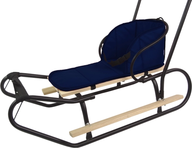 Soft sled cushion with three fastenings, dark blue