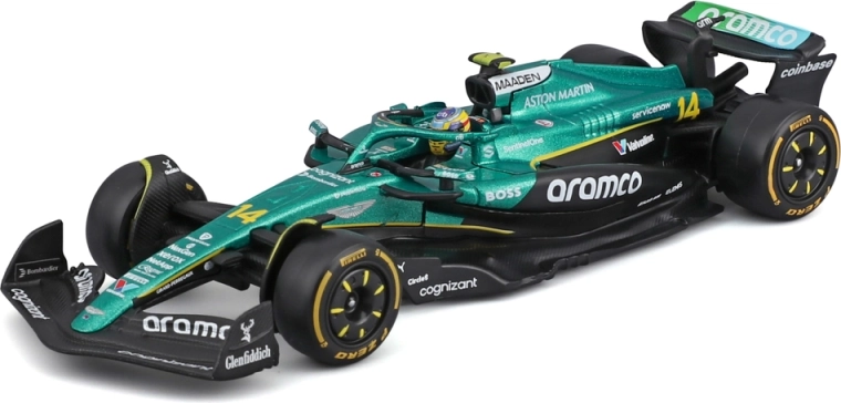 Bburago Aston Martin AMR25 2025 #14 Fernando Alonso 1:43 dekoratiivses boksis