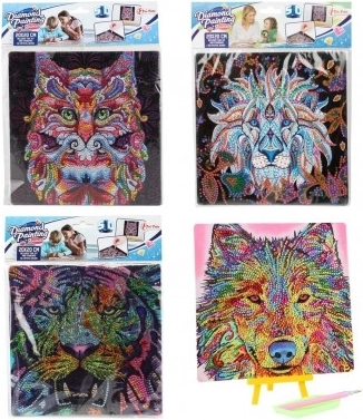 Teemantmaal Loomad kartongil 20×20 cm