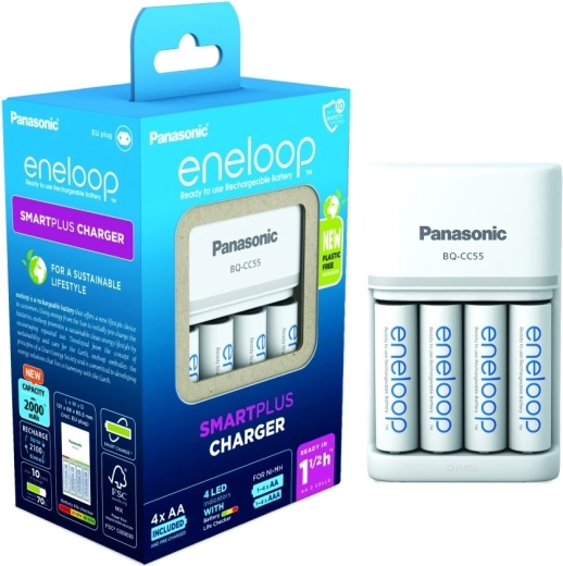 Eneloop laadija Smart and Quick BQCC55 + 4x AA akud