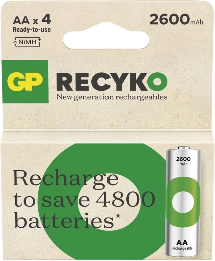 GP ReCyko AA/R6 Ni-MH akude komplekt 2600mAh 4 tk